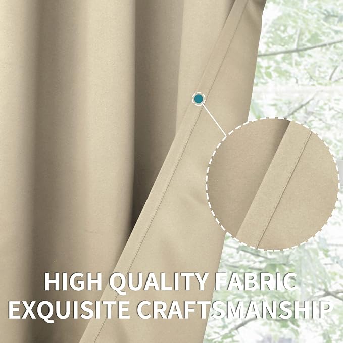 BGment Beige Room Darkening Curtains 63 Inches Long 2 Panels Set, Sunlight - Image 7