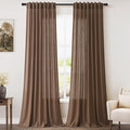 Extra Long Caramel Brown Linen Curtain 108 Inches Long 2 Panels Set Back Tab by Nanspring