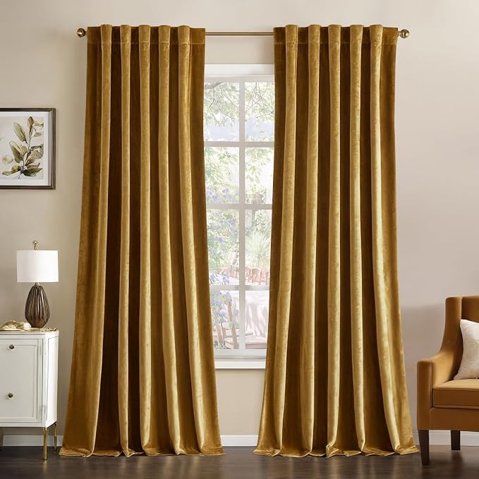 MIULEE Velvet Curtains Extra Wide 66x96 inches Gold Curtains | Luxury, Room by MIULEE
