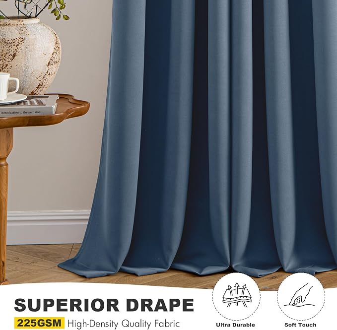MIULEE Blackout Curtains for Bedroom 2 Panels 34 x 63 Inch Long Stone Blue | - Image 5