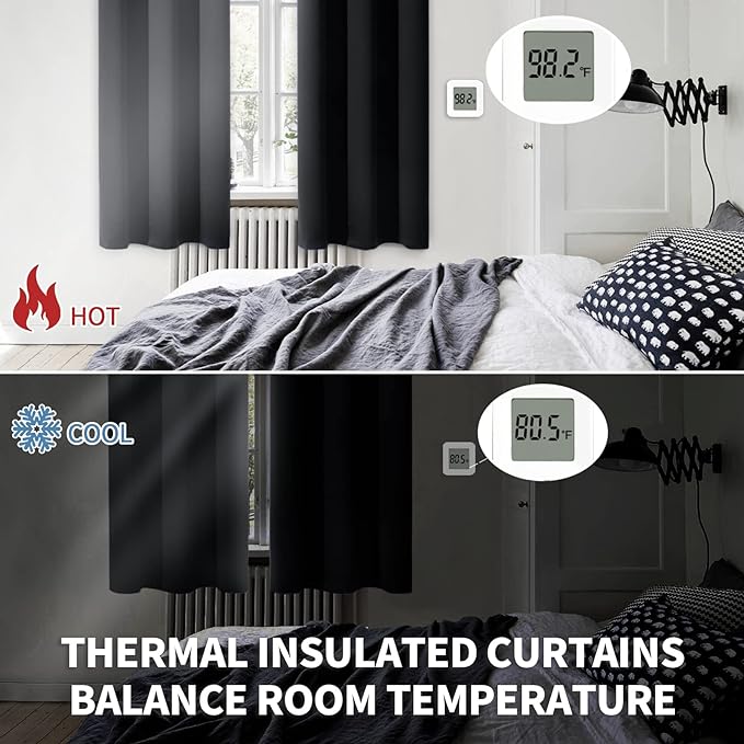 BGment Black Blackout Curtains for Bedroom 63 Inches Long, Each Panel 42 Inch - Image 4