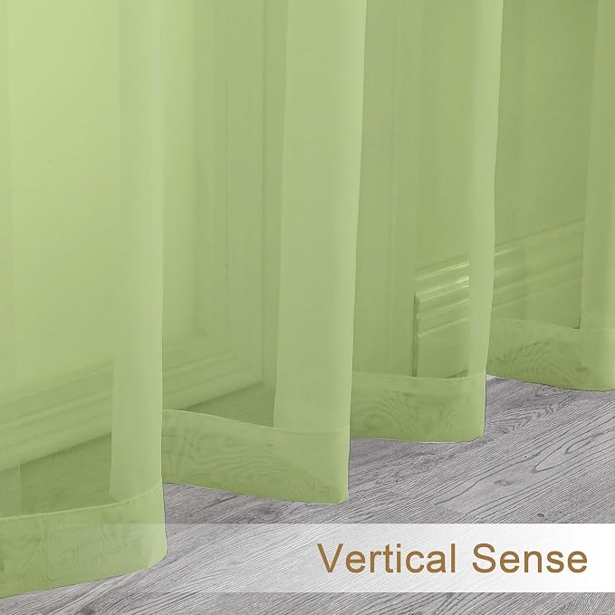 Chyhomenyc Sheer Lime Tier Curtains 24 Inch Length Set, Small Window Kitchen - Image 8