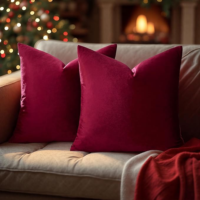 GIGIZAZA Velvet Pillow Covers 18x18: Pack of 2 Throw Pillows Soft Solid Covers - Image 4