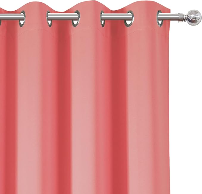 Coral Blackout Curtains 66 x 63 Inch Length/Set of 2 Curtain Panels/Thermal - Image 7