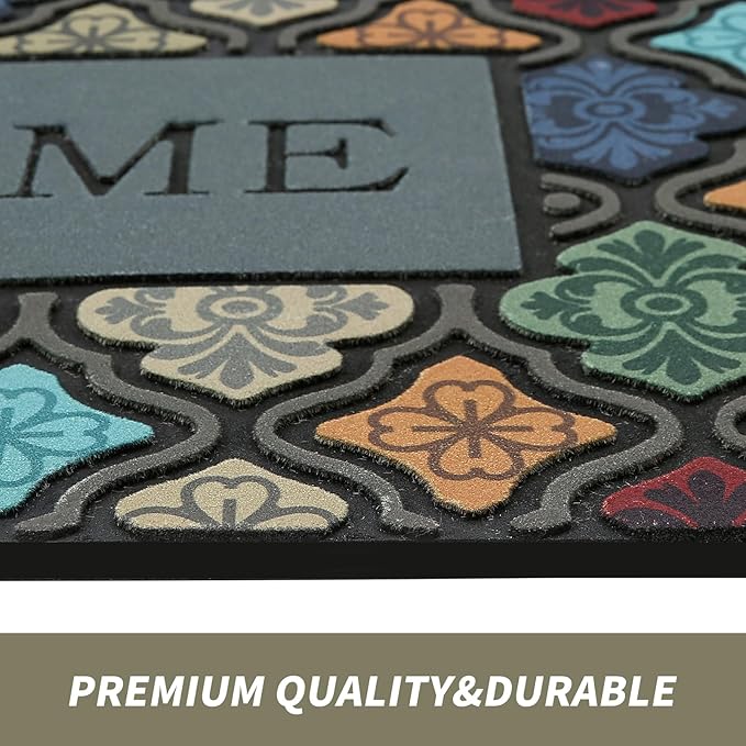 Durable Heavy Duty Front Door Mat - 24"x36" Large Outdoor Welcome Mat Non-Slip Rubber Entrance Door Mat Apply to Home High Traffic Area,Porch, Patio, Farmhouse，Entryway Floor Mats