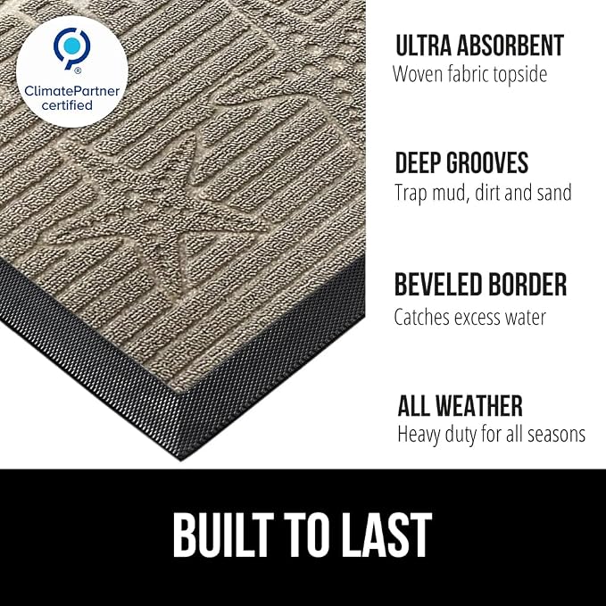 GORILLA GRIP 100% Waterproof All-Season WeatherMAX Doormat, US Designed Natural - Image 2