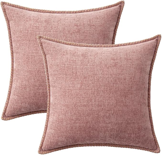 MIULEE Decorative Euro Sham Pillow Covers 24x24 Inch Blush Pink 2 Pack | - Image 6