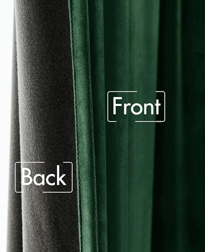 MIULEE Velvet Curtains 52x90 inches 2 Panels Hunter Green Blackout Curtains | - Image 6