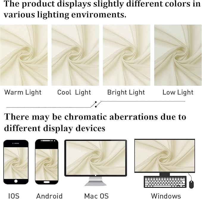 Cream Sheer Curtains 84 Inches Long 2 Pcs, Dual Rod Pocket Breathable Rustic - Image 5