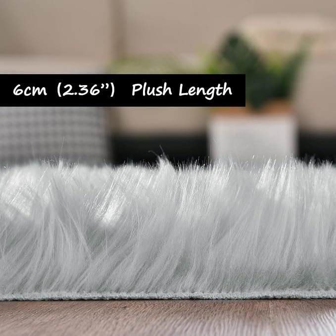 Goolela Grey Round Rug 5ft Gray Fluffy Fuzzy Furry Circle Carpet - Image 2