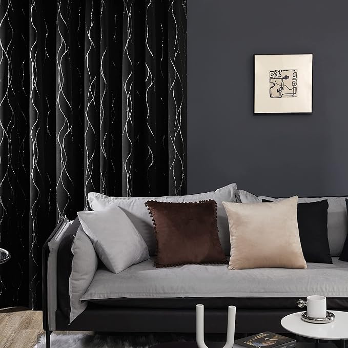 Deconovo Blackout Curtains 63 Inch Length 2 Panels Set, Thermal Insulated Noise - Image 6