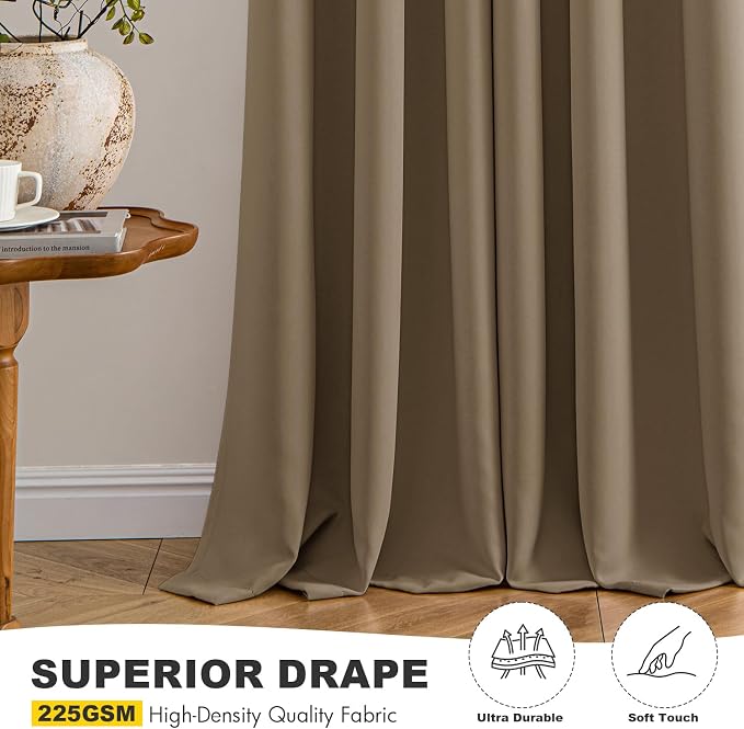 MIULEE Blackout Curtains for Bedroom 2 Panels 40 x 72 Inch Long Khaki | Thermal - Image 5