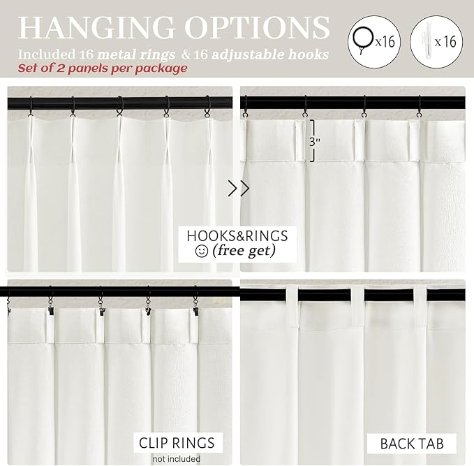 Pure White Short Thick Linen Viral Curtains 54 Inch Length 2 Panel Set - Image 5