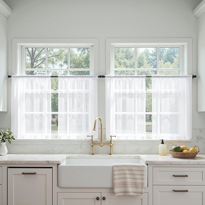 MIULEE Short Curtains 30 Inches Long, 4 Panels Set, Light Filtering Half Window by MIULEE