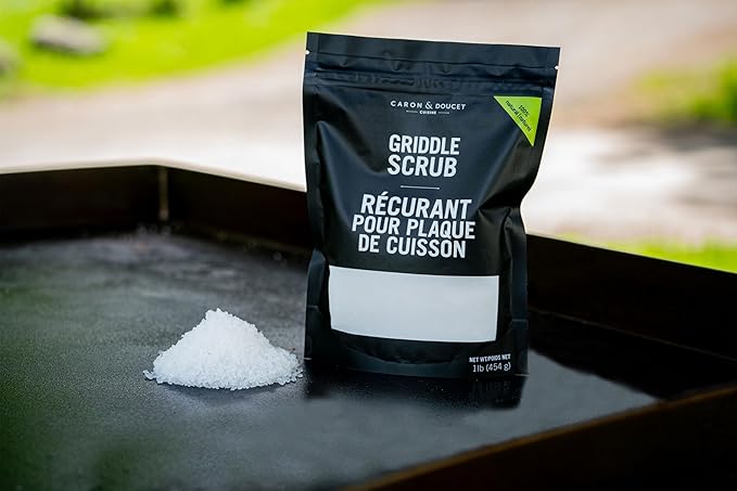 CARON & DOUCET - 100% Plant-Based Griddle Cleaning Soap and Salt Scrub Set: Best for Removing Rust & Cleaning Burnt On Food While Seasoning Griddle