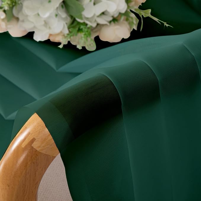 Lecloud Hunter Green Sheer Curtains 72 Inches Long 2 Panels, Rod Pocket Voile - Image 9
