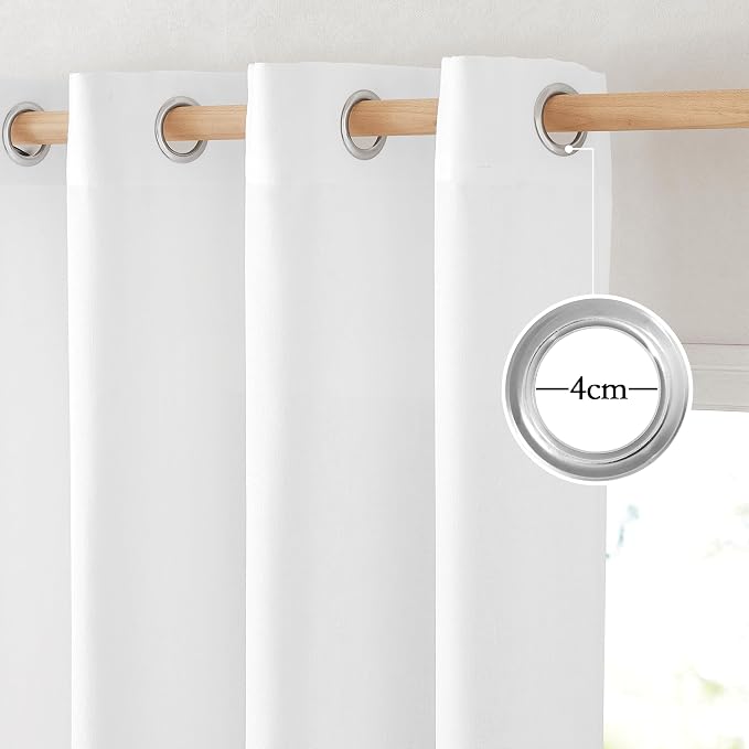 NICETOWN White Window Curtains 63 inches Long, Grommet Linen Blend Drapes - Image 2