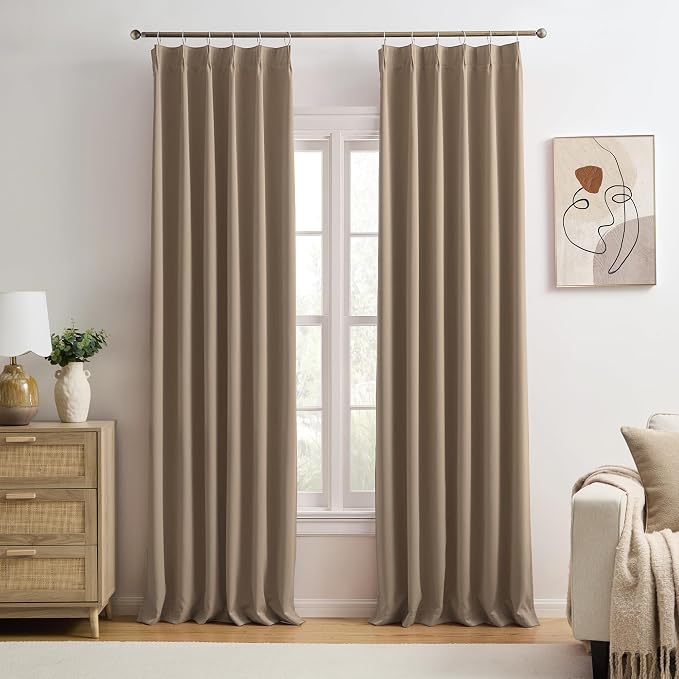 Pinch Pleated Blackout Curtains 108 Inch Long 2 Panels by KEQIAOSUOCAI