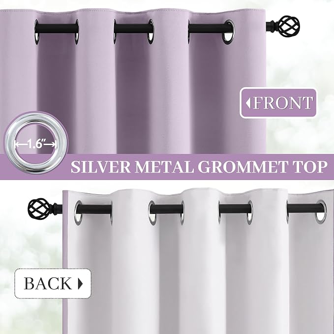 Yakamok Lilac 100% Blackout Curtains 96 Inches Long - Image 3