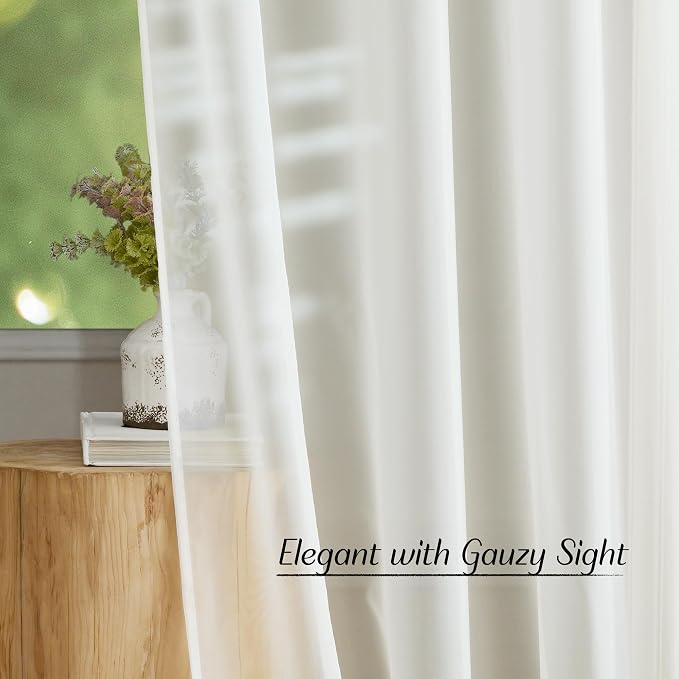 NICETOWN Beige Sheer Curtains Extra Long 135 inch Length - Image 3