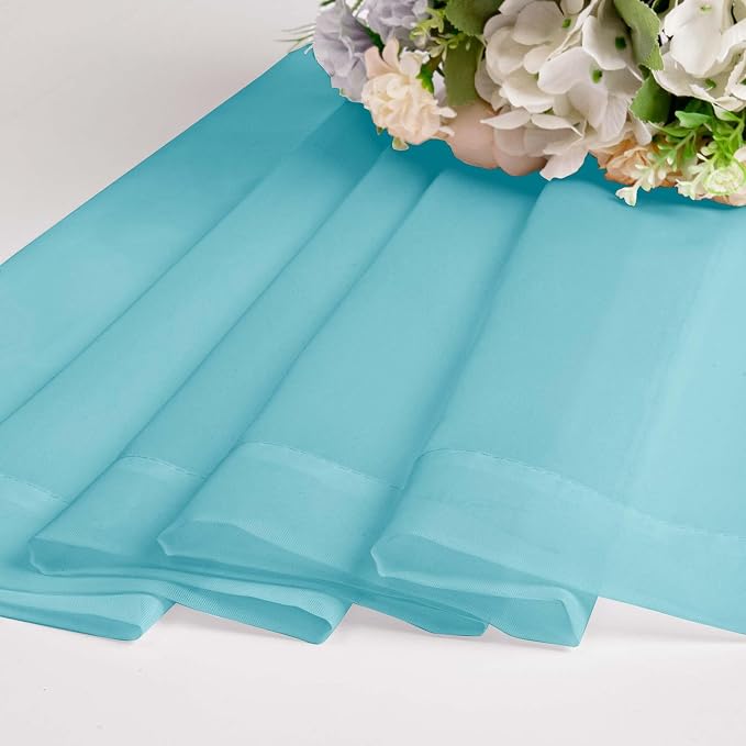 OWENIE Aqua Sheer Curtains for Bedroom Living Room 90 Inches Long, Elegant - Image 7