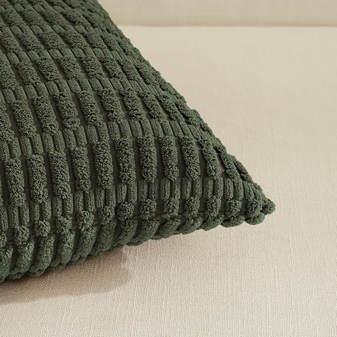 Fancy Homi 4 Packs Boho Olive Green Decorative Throw Pillow Covers 24x24 Inch - Image 4
