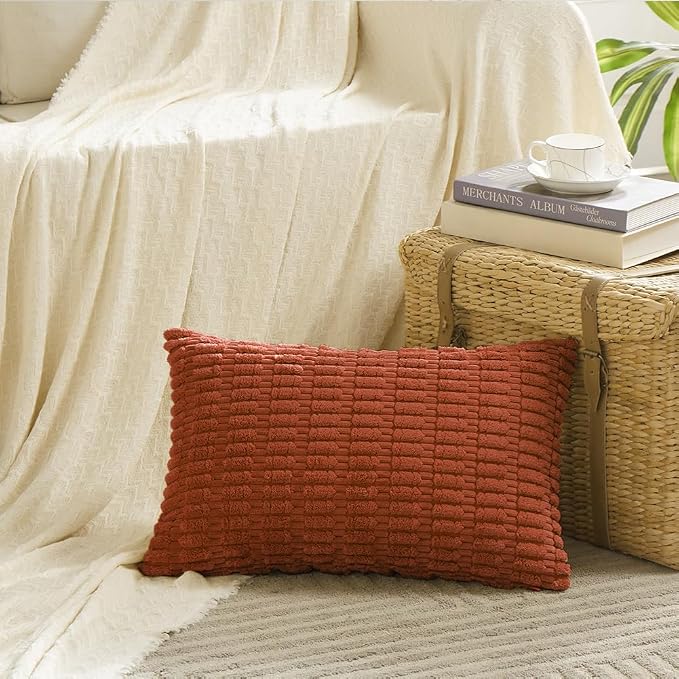 Fancy Homi 4 Packs Boho Burnt Orange Fall Decorative Throw Pillow Covers 12x20 - Image 2
