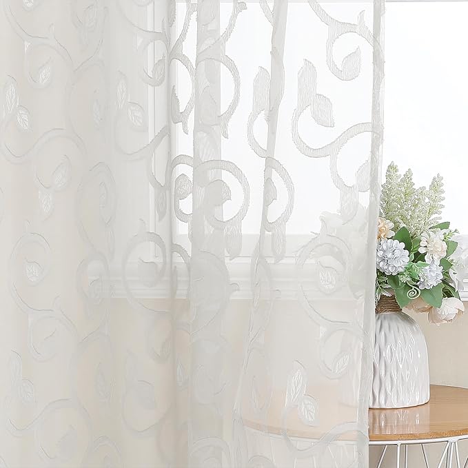Furman Sheer Curtains 72 inches Long 2 Panels Set, Light Filtering Top Rod - Image 5