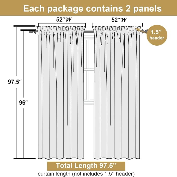 Lecloud Leia Sage Green Sheer Curtains 96 Inches Long 2 Panels, Airy Voile - Image 2