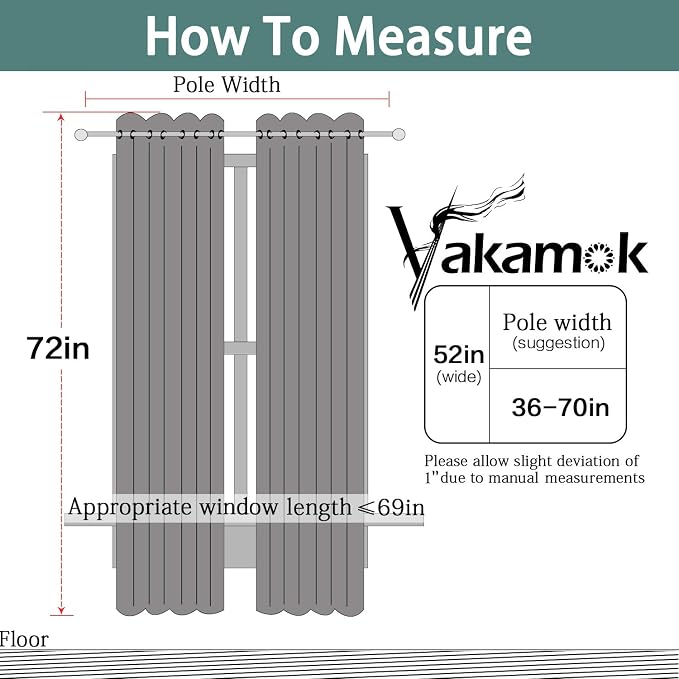 Yakamok Pure White 100% Blackout Curtains 72 Inches Long 52" Wide 2 Panel | - Image 8