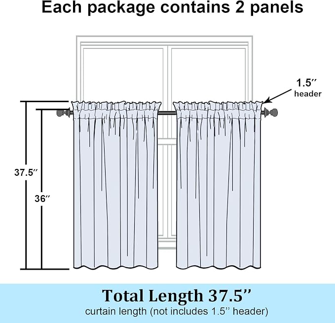 Simplebrand Lavender Sheer Kitchen Curtains 36 Inch Length Tier Curtains 2 - Image 7