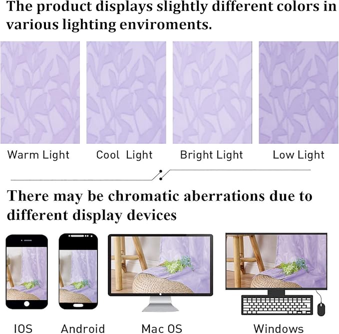 Lecloud Leia Light Purple Semi Sheer Curtains 45 Inch Length, Balance Light & - Image 5