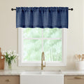 Navy Blue Valances for Windows, Light Filtering Faux Linen Textured Small Short by WelvetBLK