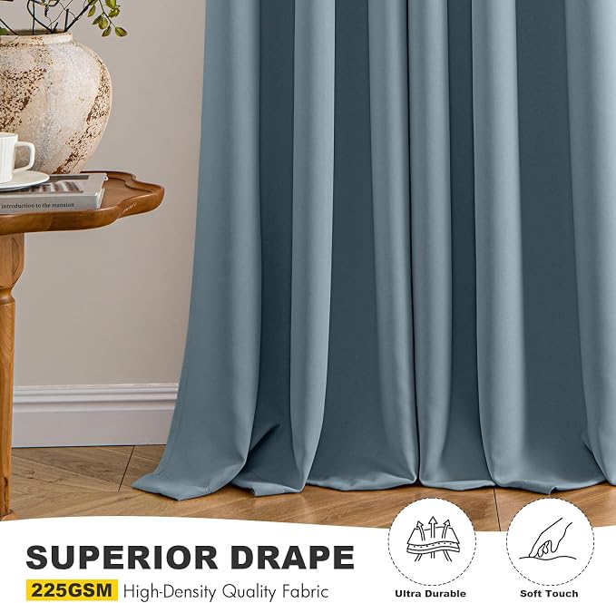 MIULEE Blackout Curtains for Bedroom 2 Panel 40 x 84 Inch Long Greyish Blue | - Image 5