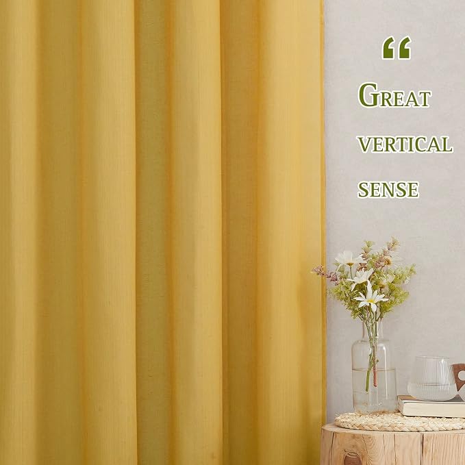 NICETOWN Linen Sheer Gold Curtains 63 inch Length 2 Panels, Grommet Natural - Image 5