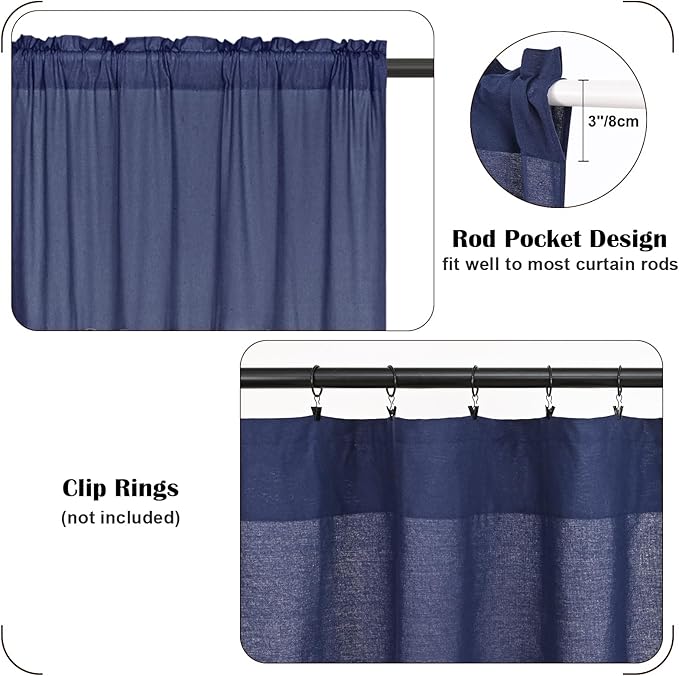 FRAMICS Farmhouse Valance Curtains, Boho Cotton Linen Kitchen Valance, Country - Image 8