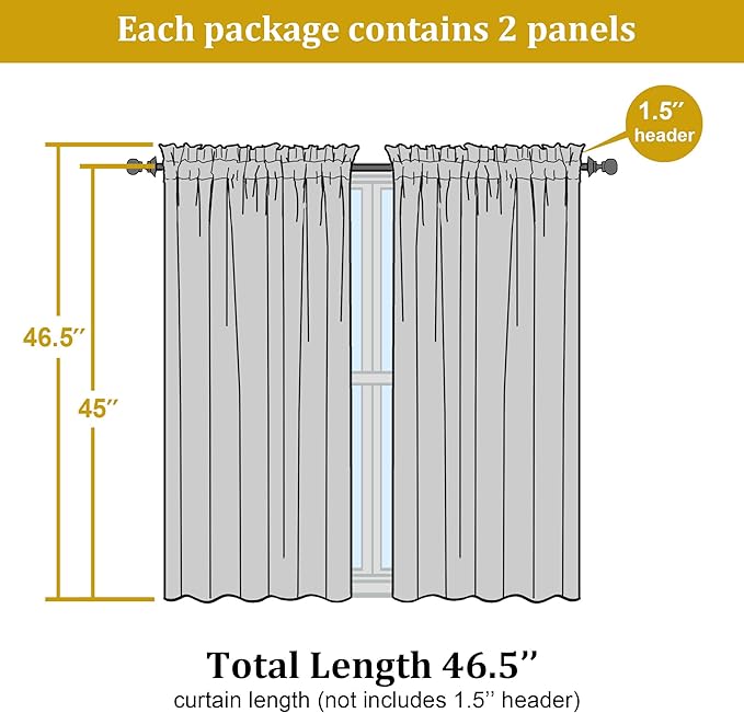 OWENIE Sheer Curtains Ivory, Short Panels Rod Pocket 2 Panels, Cafe Curtains - Image 3