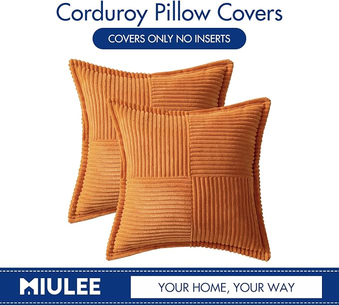 MIULEE Fall Burnt Orange Decorative Throw Pillow Covers 18x18 Inch 2 Pack | - Image 4