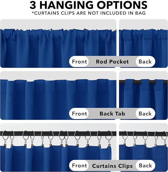 Deconovo Blackout Curtains, Thermal Insulated, W42 x L84 2 Panels, Back Tab - Image 2