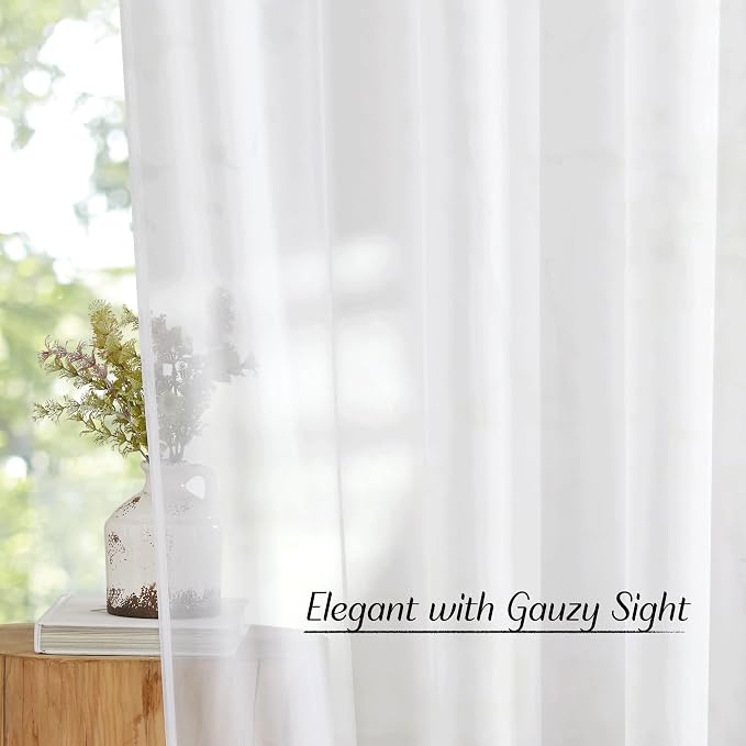 NICETOWN White Short Kitchen Curtains Over Sink 30 inches Long 2 Panels - Image 5