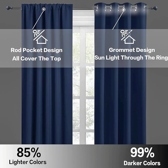 RYB HOME Half Curtain Tiers 36 inch Length, Rod Pocket Summer Heat Blocking - Image 5