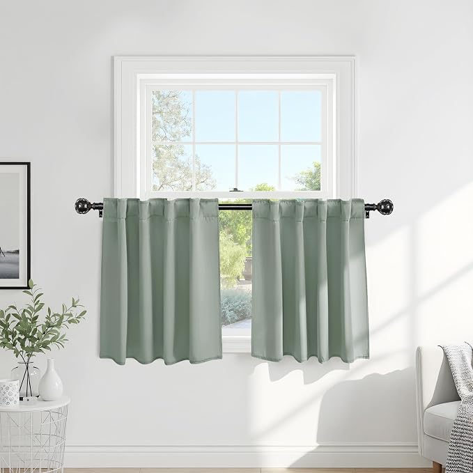 PONY DANCE Short Curtains for kinchen, Half Drapes for Bathroom Window by PONYDANCE