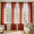 MIULEE 4 Panels Fall Burnt Orange Sheer Curtains 54 x 108 Inches | Light by MIULEE