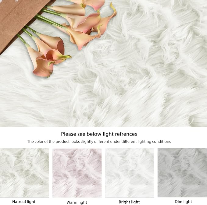 ORINOVA White Faux Sheepskin Fuzzy Fur Rugs - Image 8