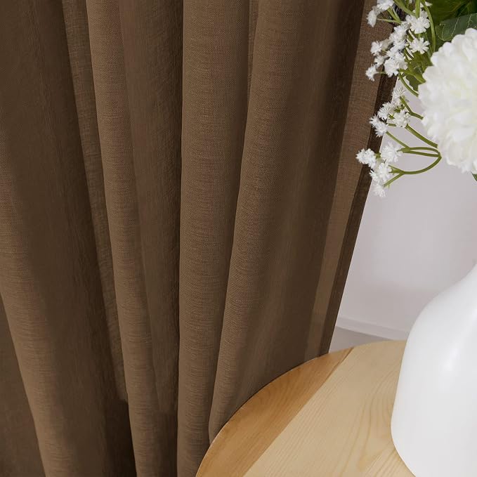 Tollpiz Short Sheer Curtains Linen Textured Living Room Curtain Sheers Light - Image 3