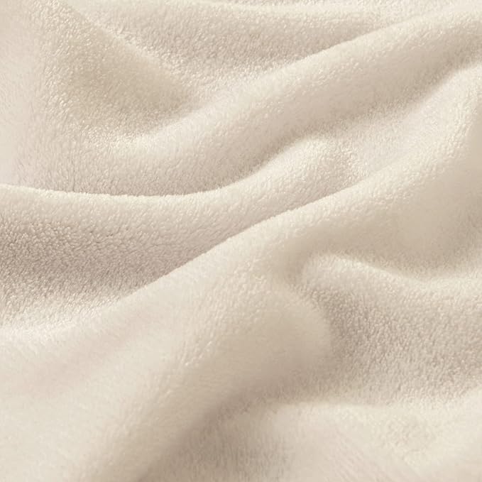 BEDELITE Fleece Blanket Soft Plush Queen Size Bed Blanket Beige 90"x90" | Ultra - Image 4
