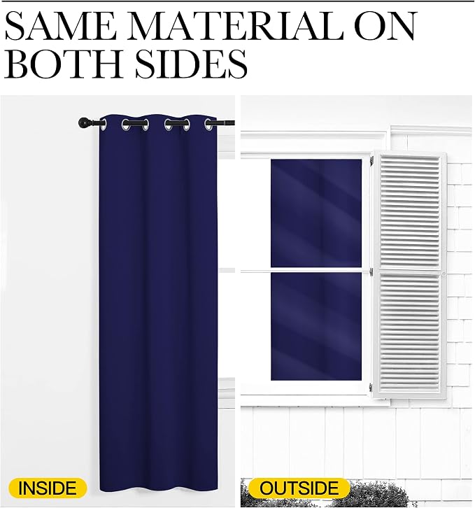NICETOWN Navy Blue Blackout Curtains 48 inches Length - Image 5