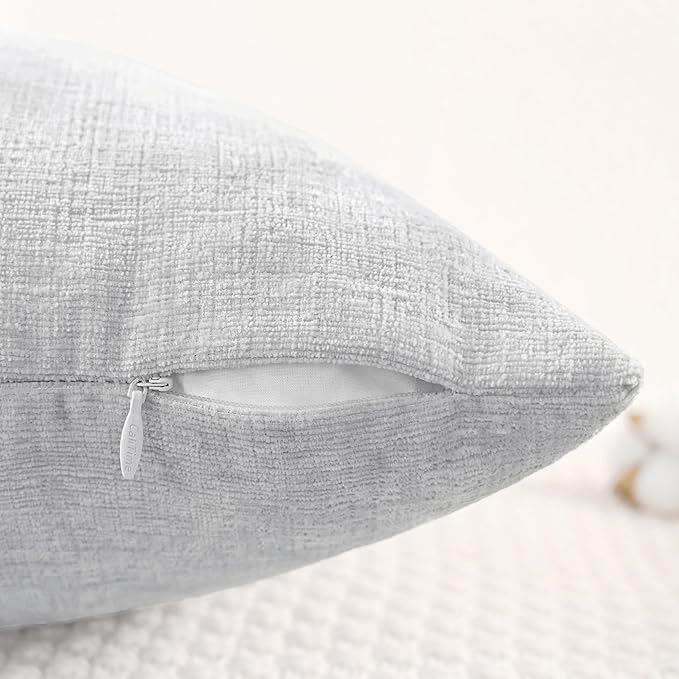CaliTime Decorative Throw Pillow Covers 18 X 18 Inches Moonbeam Gray | Pack of 2 - Image 3