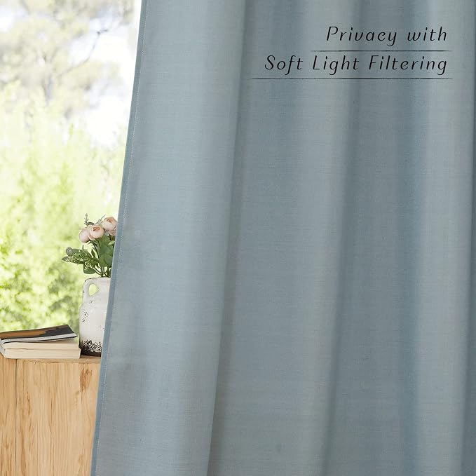 NICETOWN Thick Stone Blue Linen Curtains - Image 5