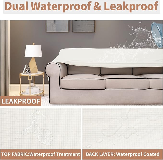 Easy-Going 100% Waterproof Chair Couch Cover, Stretch Jacquard Sofa Cover | - Image 3